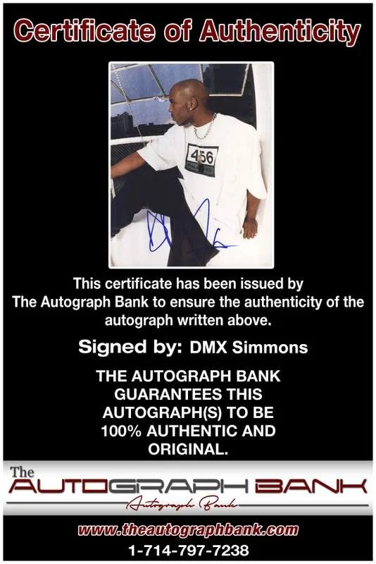 Dmx — Dmx Earl Simmons authentic signed rap 8x10 photo W/Certificate Autographed A0272, изображение 2