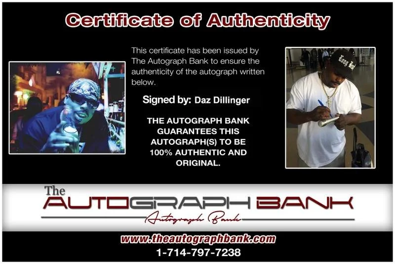 Daz Dillinger — Death Row Daz Dillinger authentic signed rap 8x10 photo W/Cert Autographed 215, изображение 2