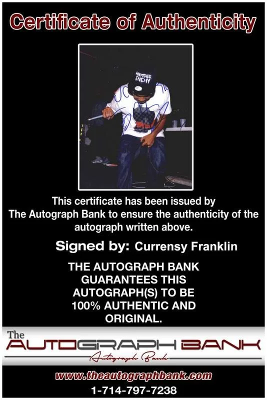 Curren$y — Jet Life Currensy Curren$y authentic signed rap 8x10 photo /Cert Autographed 184, image 2