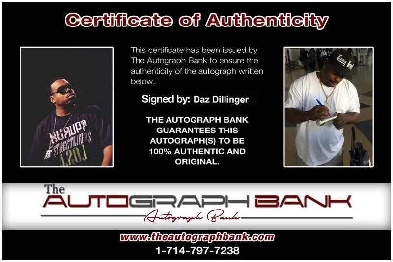 Daz Dillinger — Death Row Daz Dillinger authentic signed rap 8x10 photo W/Cert Autographed 223, изображение 2