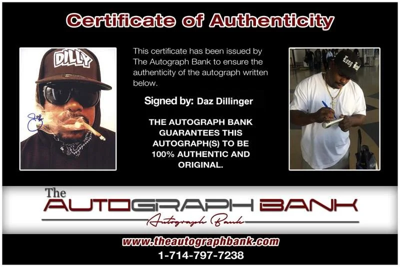 Daz Dillinger — Death Row Daz Dillinger authentic signed rap 8x10 photo W/Cert Autographed 230, image 2