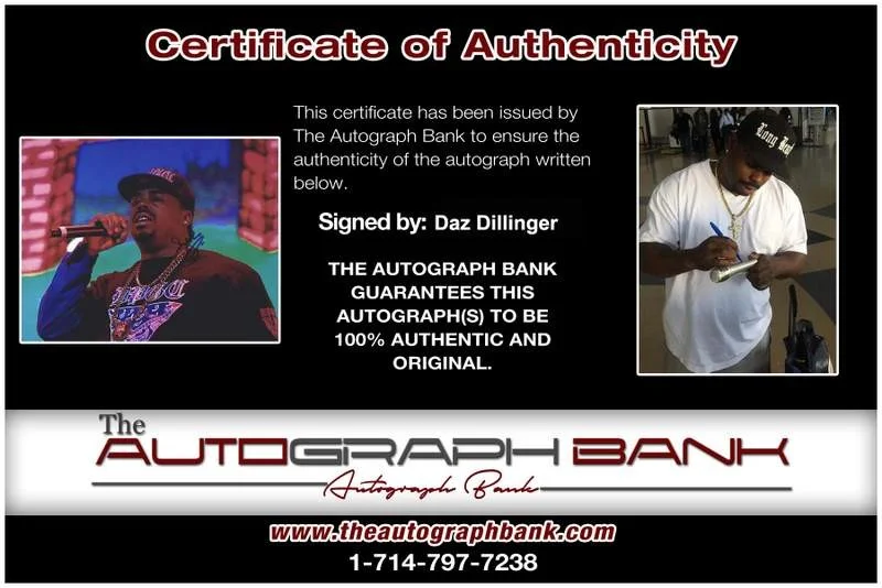 Daz Dillinger — Death Row Daz Dillinger authentic signed rap 8x10 photo W/Cert Autographed 229, изображение 2