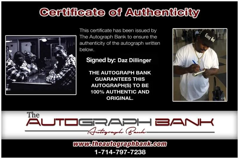 Daz Dillinger — Death Row Daz Dillinger authentic signed rap 8x10 photo W/Cert Autographed 211, image 2