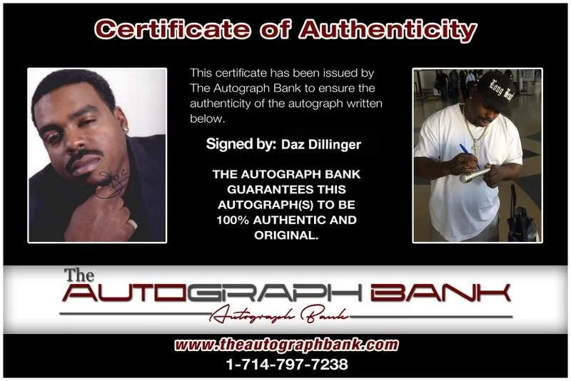 Daz Dillinger — Death Row Daz Dillinger authentic signed rap 8x10 photo W/Cert Autographed 227, image 2