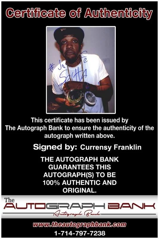 Curren$y — Jet Life Currensy Curren$y authentic signed rap 8x10 photo /Cert Autographed 189, image 2