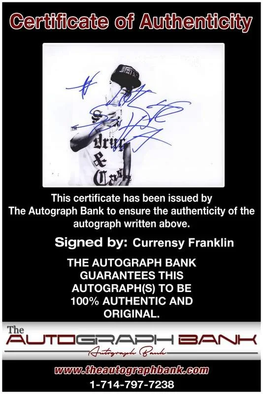Curren$y — Jet Life Currensy Curren$y authentic signed rap 8x10 photo /Cert Autographed 173, image 2