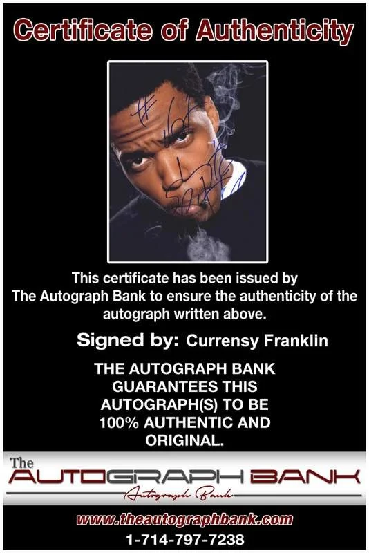 Curren$y — Jet Life Currensy Curren$y authentic signed rap 8x10 photo /Cert Autographed 183, изображение 2