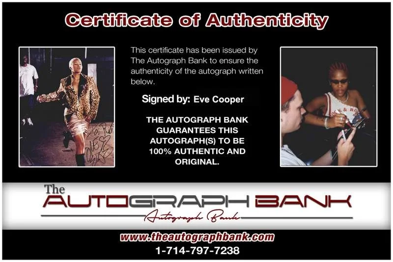 Eve — Ruff Ryders Eve Cooper signed rap 8x10 photo W/Certificate Autographed (A0303), image 2