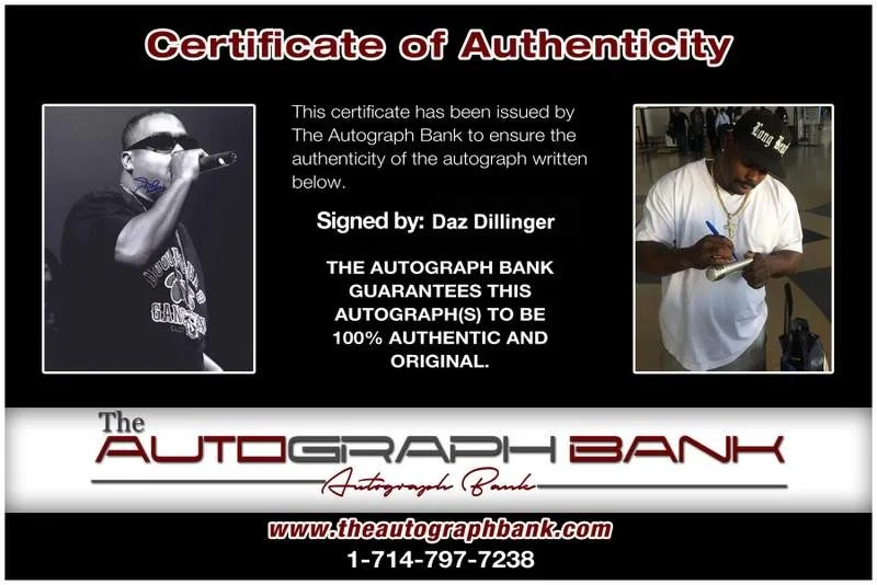 Daz Dillinger — Death Row Daz Dillinger authentic signed rap 8x10 photo W/Cert Autographed 222, изображение 2