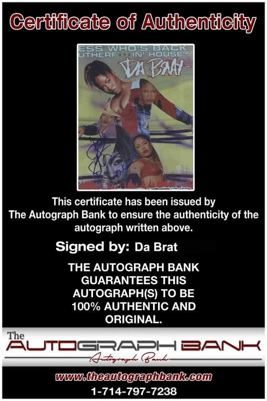 Da Brat — Da Brat authentic signed rap 8x10 photo W/Certificate Autographed (A0196), image 2