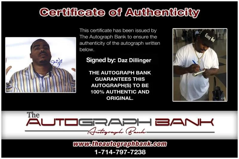 Daz Dillinger — Death Row Daz Dillinger authentic signed rap 8x10 photo W/Cert Autographed 234, изображение 2