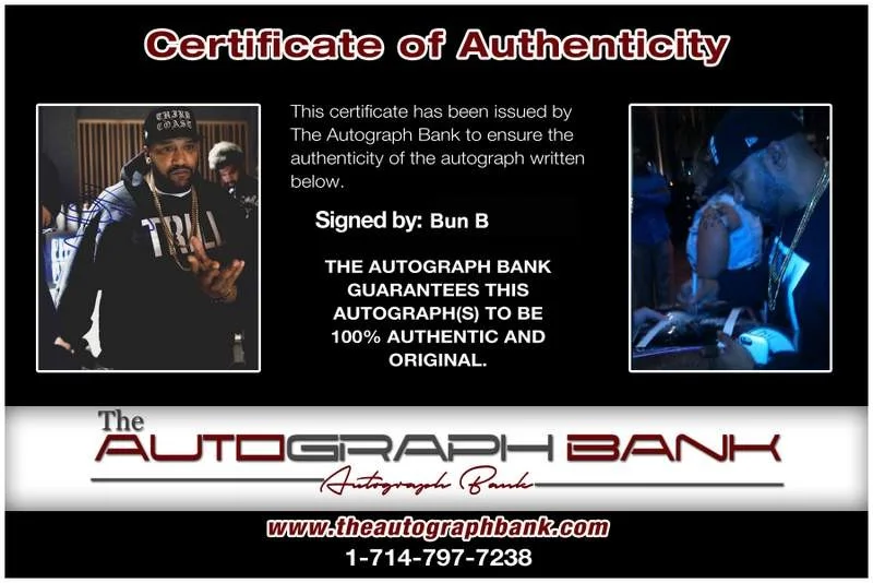 Bun B — UGK Bun B Signed authentic signed rap 8x10 photo W/Certificate Autographed A0113, изображение 2