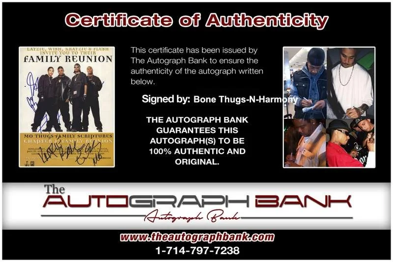 Bone Thugs-N-Harmony — Bone Thugs-N-Harmony signed rap 8x10 magazine page W/Cert Autographed A3, image 2