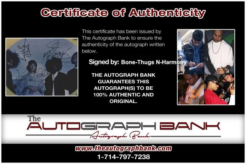 Bone Thugs-N-Harmony — Bone-Thugs N-Harmony authentic signed rap 8x10 photo W/Certificate Autograph 088, image 2