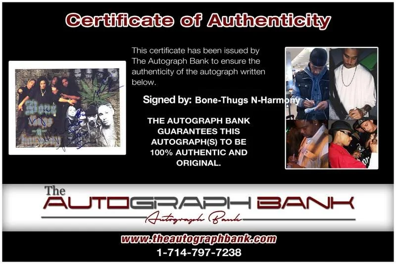 Bone Thugs-N-Harmony — Bone-Thugs N-Harmony authentic signed rap 8x10 photo W/Certificate Autograph 103, image 2