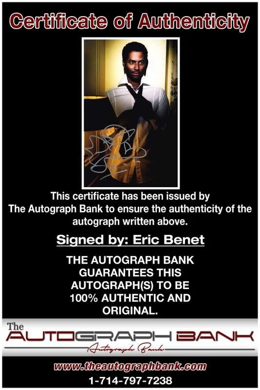 Eric Benet — Eric Benet authentic signed rap 8x10 photo W/Certificate Autographed (A0009), image 2