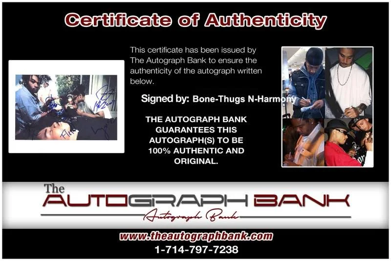 Bone Thugs-N-Harmony — Bone-Thugs N-Harmony authentic signed rap 8x10 photo W/Certificate Autograph 094, image 2