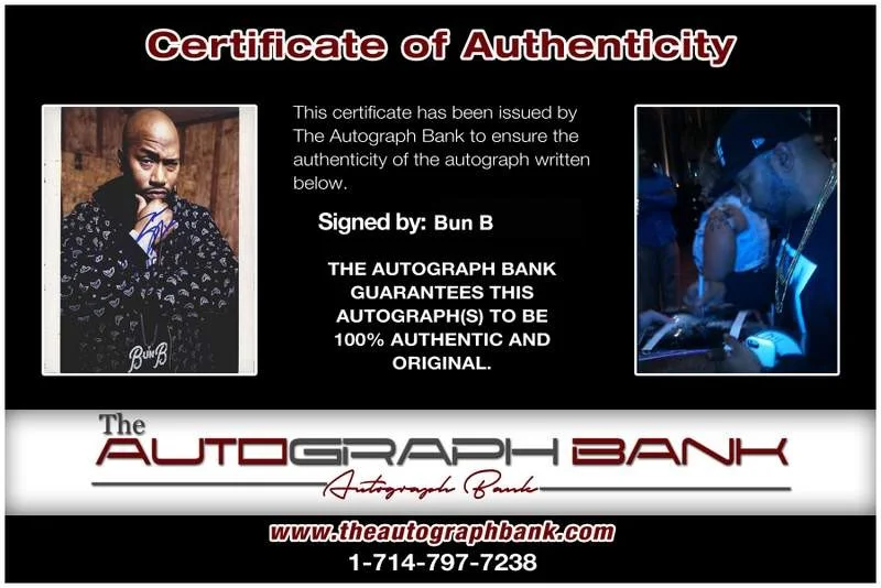 Bun B — UGK Bun B Signed authentic signed rap 8x10 photo W/Certificate Autographed A0114, image 2