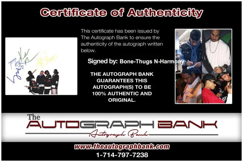 Bone Thugs-N-Harmony — Bone-Thugs N-Harmony authentic signed rap 8x10 photo W/Certificate Autograph 093, image 2