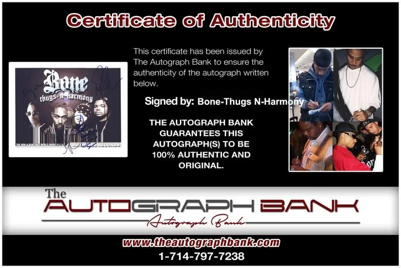 Bone Thugs-N-Harmony — Bone-Thugs N-Harmony authentic signed rap 8x10 photo W/Certificate Autograph 101, image 2