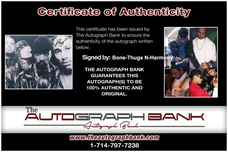 Bone Thugs-N-Harmony — Bone-Thugs N-Harmony authentic signed rap 8x10 photo W/Certificate Autograph 089, image 2