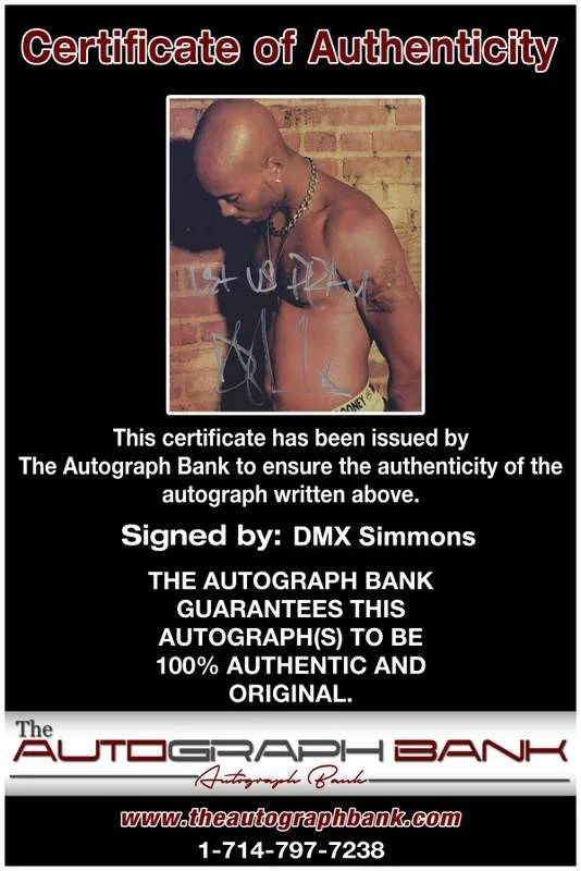 Dmx — Dmx Earl Simmons authentic signed rap 8x10 photo W/Certificate Autographed A0274, изображение 2