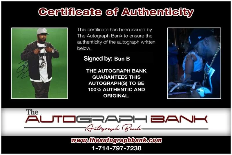 Bun B — UGK Bun B Signed authentic signed rap 8x10 photo W/Certificate Autographed A0115, image 2