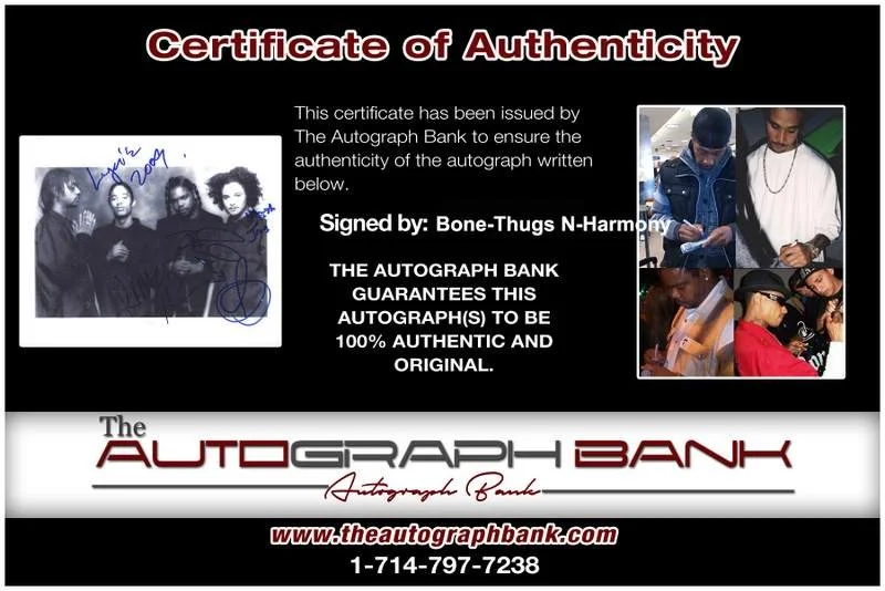 Bone Thugs-N-Harmony — Bone-Thugs N-Harmony authentic signed rap 8x10 photo W/Certificate Autograph 087, image 2