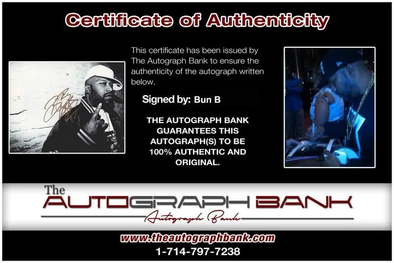 Bun B — UGK Bun B Signed authentic signed rap 8x10 photo W/Certificate Autographed A0119, image 2