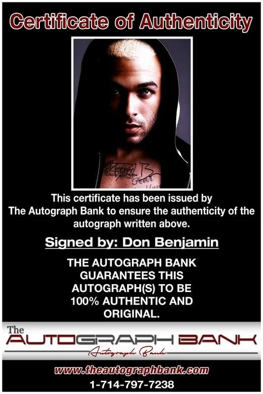 Don Benjamin — Don Benjamin authentic signed rap 8x10 photo W/Certificate Autographed (A00435), image 2