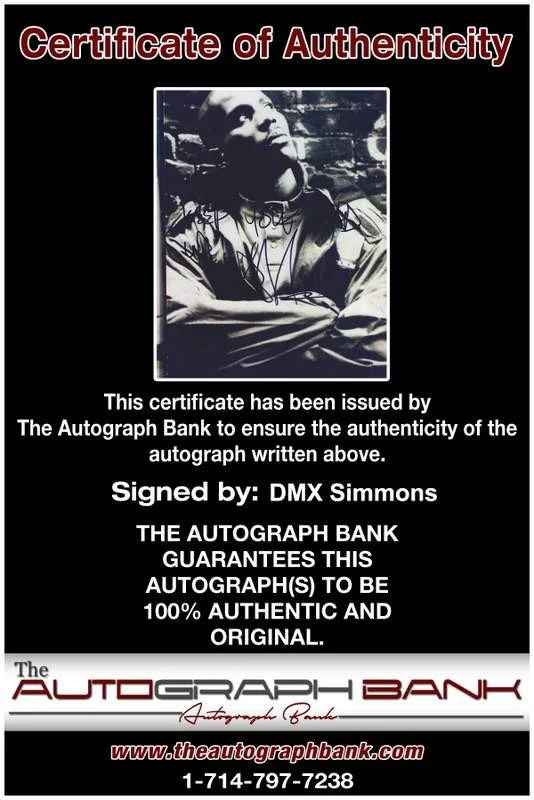 Dmx — Dmx Earl Simmons authentic signed rap 8x10 photo W/Certificate Autographed A0268, изображение 2