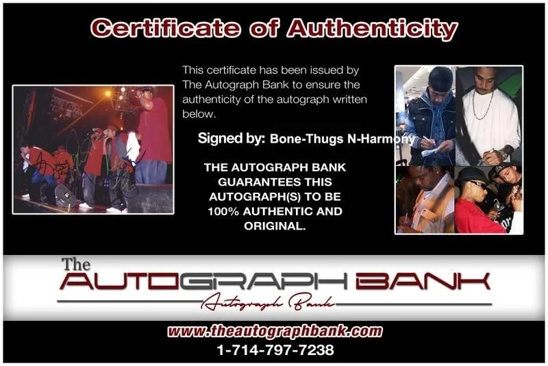 Bone Thugs-N-Harmony — Bone-Thugs N-Harmony authentic signed rap 8x10 photo W/Certificate Autograph 099, image 2