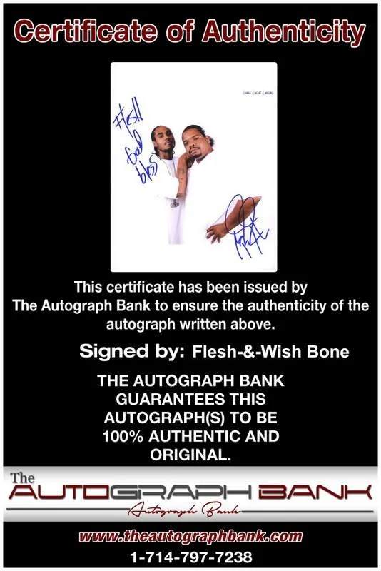 Flesh, Wish Bone — Flesh Wish Bone Thugs N Harmony signed 8x10 photo W/Certificate Autographed 0353, изображение 2