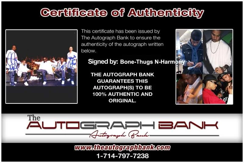 Bone Thugs-N-Harmony — Bone-Thugs N-Harmony authentic signed rap 8x10 photo W/Certificate Autograph 097, image 2