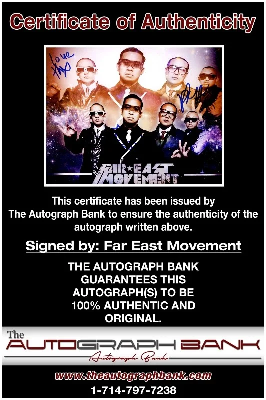 Far East Movement — Far East Movement authentic signed RAPPER 8x10 photo W/Cert Autographed 26-c, изображение 2