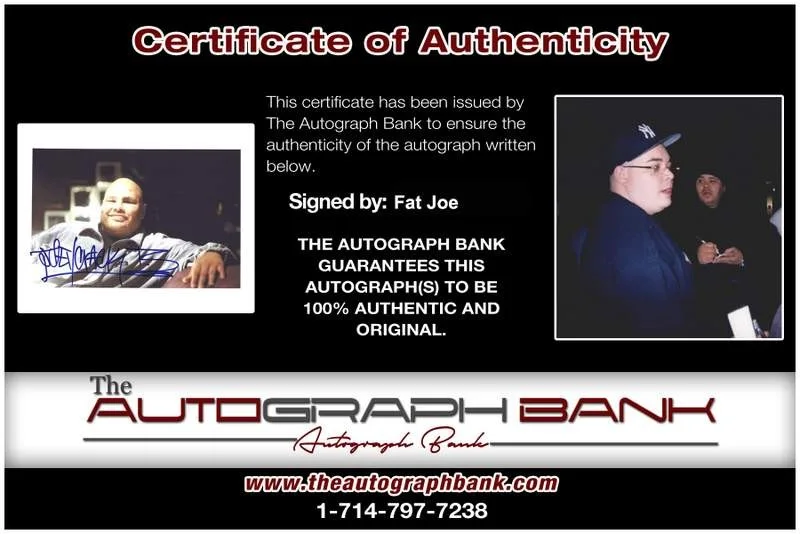 Fat Joe — Terror Squad Fat Joe signed rap 8x10 photo W/Certificate Autographed (A0319), изображение 2