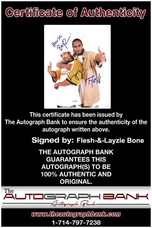 Flesh, Layzie Bone — Bone Thugs N Harmony Flesh Layzie signed rap 8x10 photo W/Cert Autograph (A0351), image 2