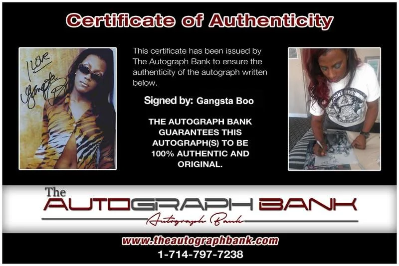 Gangsta Boo — Three Six Mafia Gangsta Boo signed rap 8x10 photo W/Certificate Autographed 0430, image 2