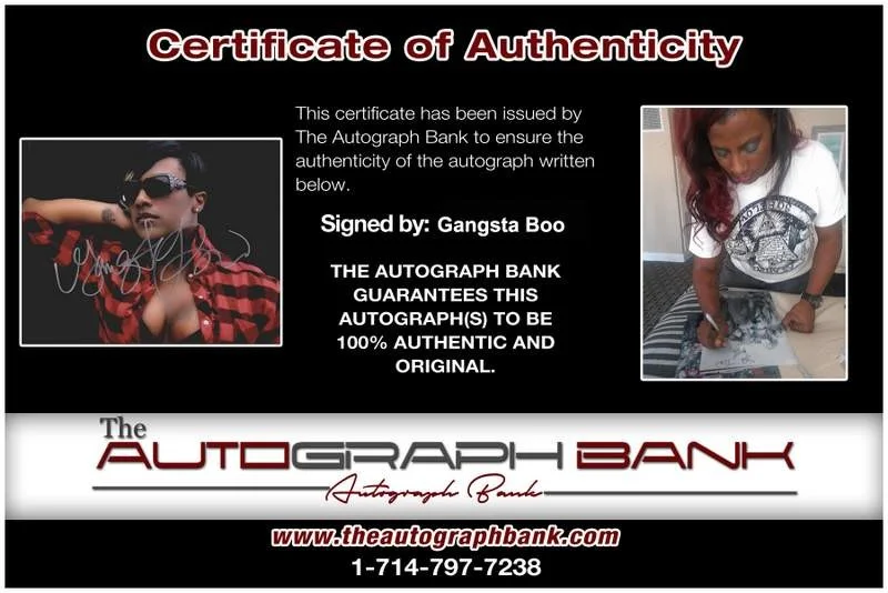 Gangsta Boo — Three Six Mafia Gangsta Boo signed rap 8x10 photo W/Certificate Autographed 0417, image 2