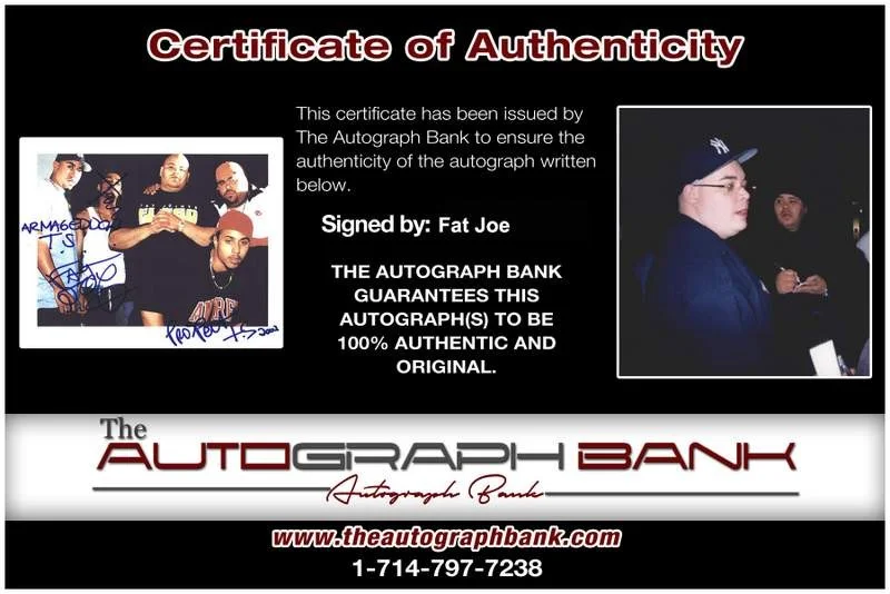 Fat Joe — Terror Squad Fat Joe signed rap 8x10 photo W/Certificate Autographed (A0315), изображение 2