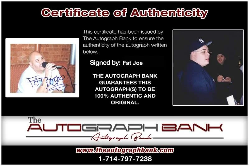 Fat Joe — Terror Squad Fat Joe signed rap 8x10 photo W/Certificate Autographed (A0316), image 2
