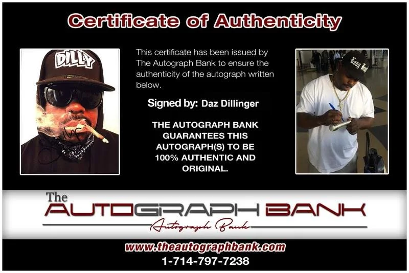 Daz Dillinger — Death Row Daz Dillinger authentic signed rap 8x10 photo W/Cert Autographed 210, изображение 2