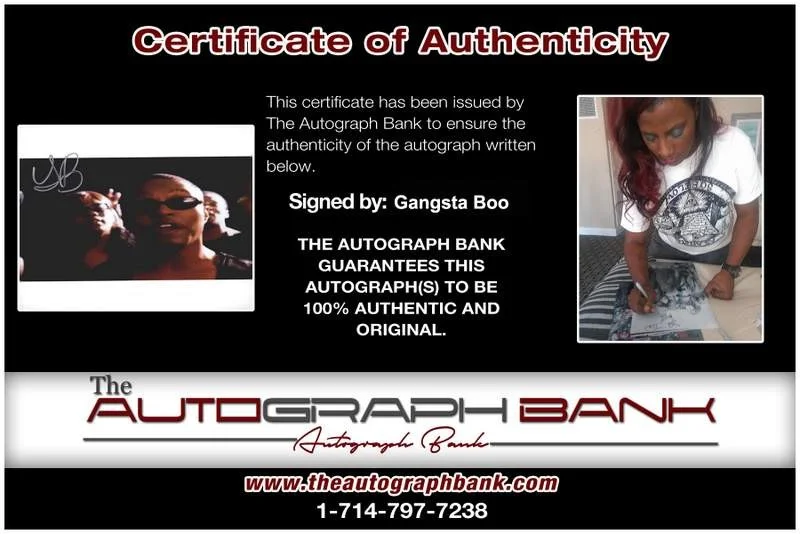 Gangsta Boo — Three Six Mafia Gangsta Boo signed rap 8x10 photo W/Certificate Autographed 0438, image 2