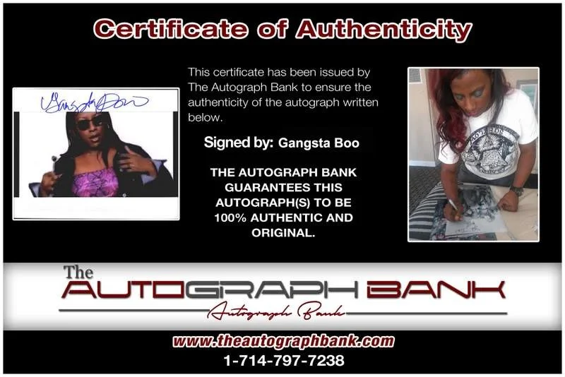 Gangsta Boo — Three Six Mafia Gangsta Boo signed rap 8x10 photo W/Certificate Autographed 0408, image 2