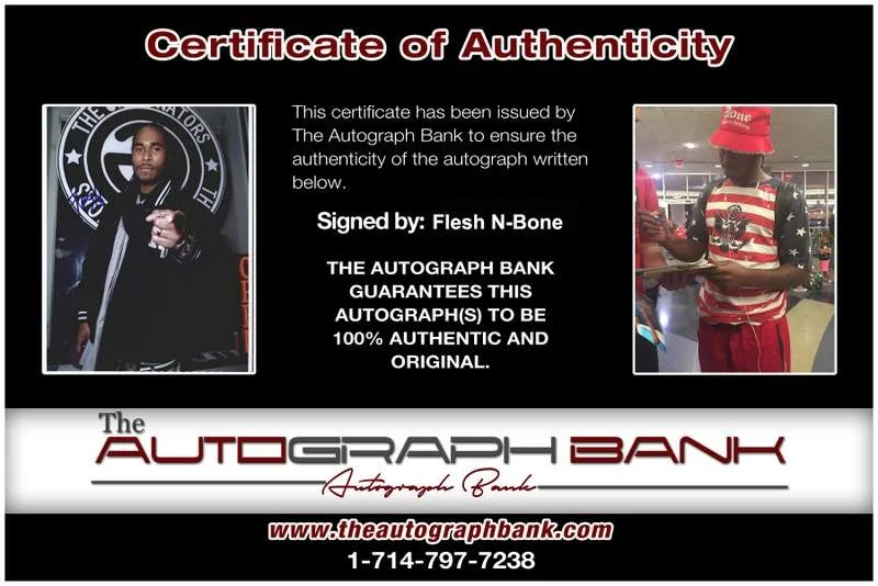 Flesh-N-Bone — BTNH Bone Thugs N Harmony Flesh signed rap 8x10 photo W/Cert Autograph (A0366), изображение 2