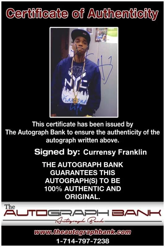 Curren$y — Jet Life Currensy Curren$y authentic signed rap 8x10 photo /Cert Autographed 182, image 2