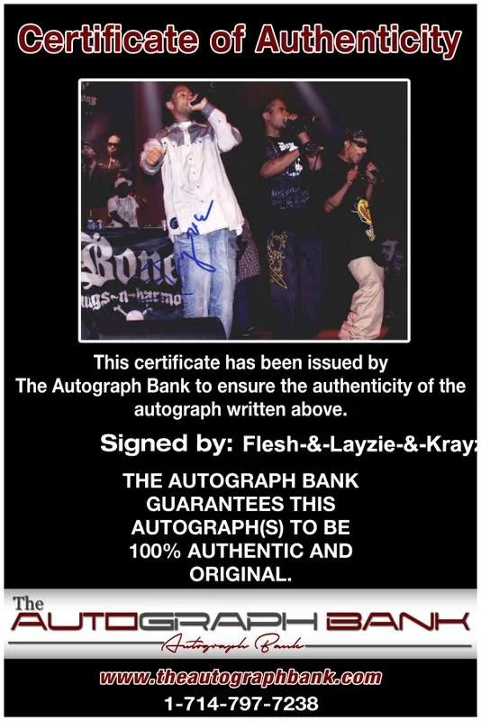 Flesh, Layzie, Krayzie Bone — Flesh Layzie Krayzie Bone Thugs N Harmony signed 8x10 photo W/Cert Autograph 347, image 2