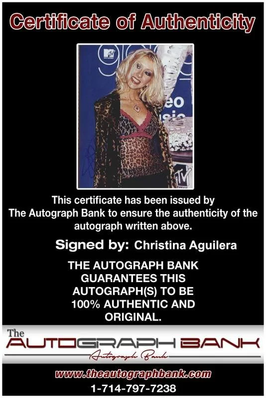 Christina Aguilera — Christina Aguilera authentic signed rap 8x10 photo W/Certificate Autographed 157, image 2