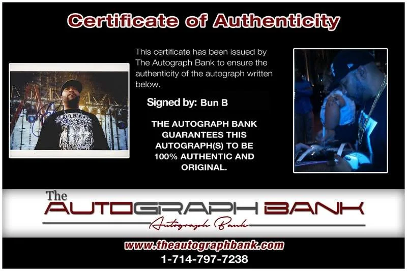 Bun B — UGK Bun B Signed authentic signed rap 8x10 photo W/Certificate Autographed A0116, image 2