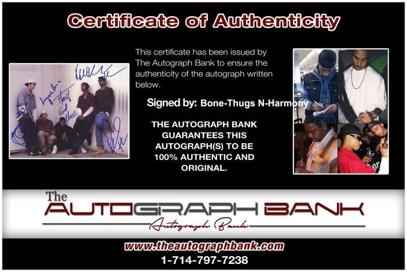 Bone Thugs-N-Harmony — Bone-Thugs N-Harmony authentic signed rap 8x10 photo W/Certificate Autograph 091, image 2